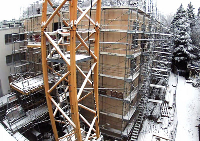 Blick auf den Rohbau des Ärztehauses