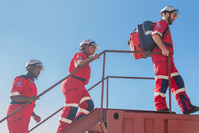 Emergency care on scaffolding