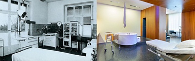 Gebärsaal der Klinik Hirslanden 1975 und heute
