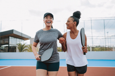 Friends playing sport