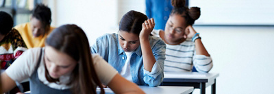 Students writing exams in the classroom, Cape Town, South Africa 