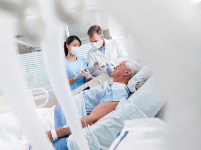 Ausschnitt aus dem virtuellen Klinikrundgang in einem Patientenzimmer