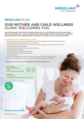 Mediclinic Stellenbosch Mother, Baby and Child Wellness Clinic services poster-1