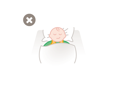 anstelle von einer Bettdecke. Ein Kopfkissen braucht ein Baby im ersten Lebensjahr noch nicht.