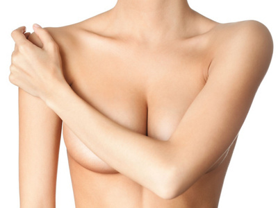 Brustzentrum unbekleideter Frauenoberkörper