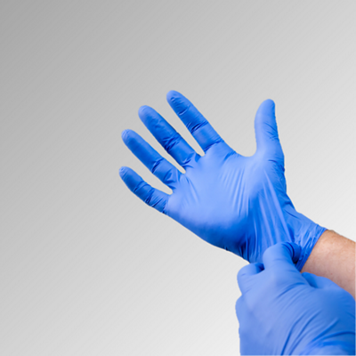 blue latex gloves