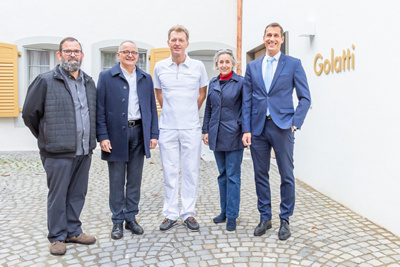 R. Studer (Leiter Pflegeheime), Stadtpräsident Dr. H. Hilfiker, Prof. M. Béchir (Leiter ZIM), Stadträtin A. Cavegn, Dr. Markus Meier (Klinikdirektor)